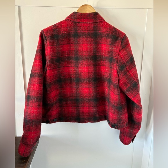 NWT J.JILL Buffalo Plaid Short Boxy Boyfriend Shacket/Jacket,Red/Black Check, M - Picture 2 of 13